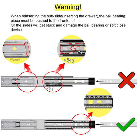 Instructions for 36 Inch Soft Close Heavy Duty Drawer Slides With Full Extension, Ball Bearing, Side Mount, Installation Guide.
