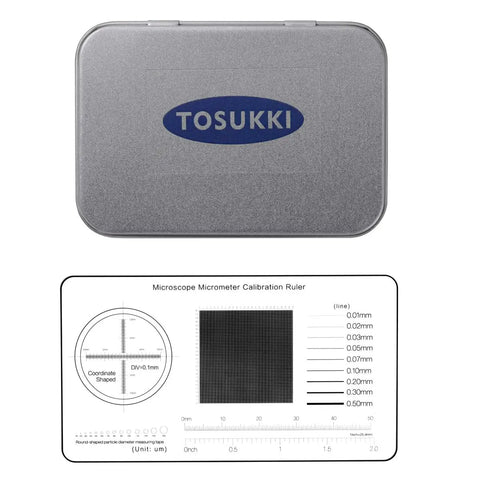 Pro Grade Microscope Calibration Slide Kit With Reticle Micrometer And Calibration Grid For Camera Alignment, 50 By 90 Mm, 0.1 Mm Thick
