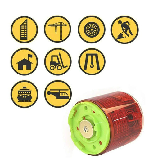 Top Notch Solar Strobe Warning Light Built Tough With Heavy Duty Magnetic Base High Bright Led Flashing 360 Degree Auto On At Night Ip65 Waterproof Road Ready Construction And Traffic Beacon Green with symbols for construction safety.