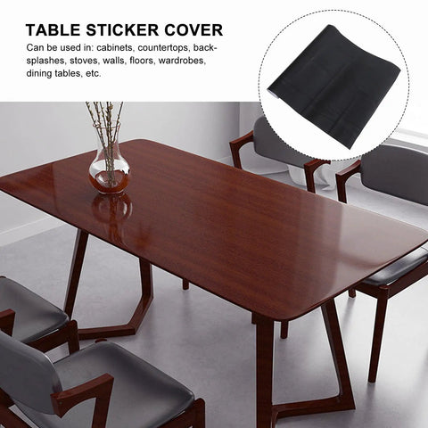 Self Adhesive Wallpaper Roll For Cabinets Sleek Black Waterproof Pvc Vinyl Wrap Realistic Wood Texture Easy Peasy Peel And Stick No Sweat Kitchen Upgrade Game Changer on a dining table.