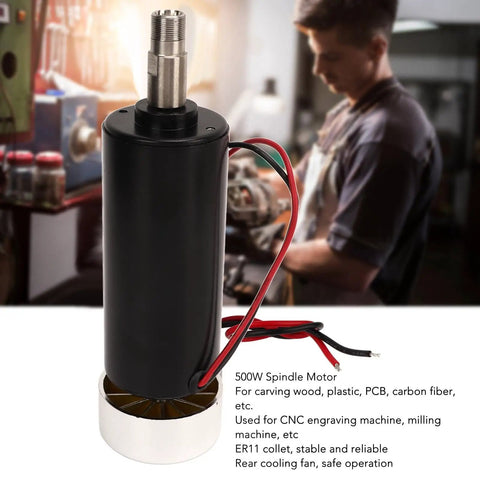 Powerful 500W 52mm CNC Spindle Motor With ER11 Collet For Milling And Engraving Machines 48V DC 12000 RPM Ultra Precise 0.01 to 0.03mm Runout