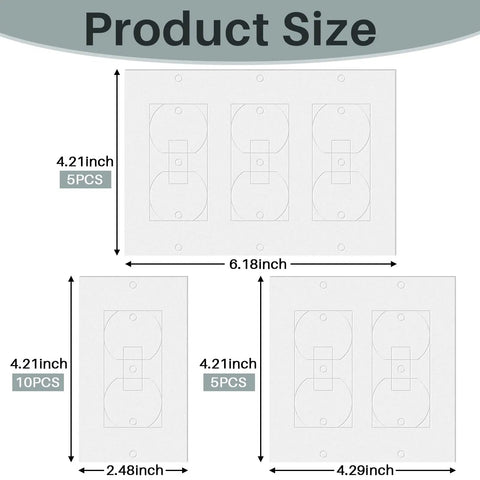 Size dimensions of White 20 Pack Wall Outlet Gasket Seals Foam Insulation For Electrical Outlet Plates And Switch Covers Weatherproof Sealer Energy Saving Draft Blocker For Easy Install Home Improvement