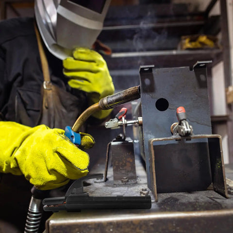 Workhorse Welding Pliers For Pros Copper Forged 300A Electric Welding Clamp in use during industrial welding process