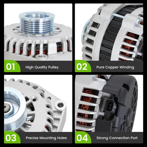 160 electiveenm插件for GM high-output alternator features high-quality pulley, pure copper winding, precise mounting holes, strong connection port.