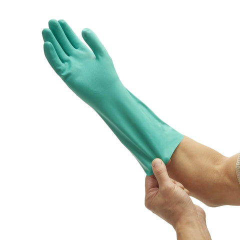 G80 Nitrile Chemical Resistant Gloves 2XL 13 Inch 15 Mil Green With Textured Fingertips For Superior Grip EN374 Certified