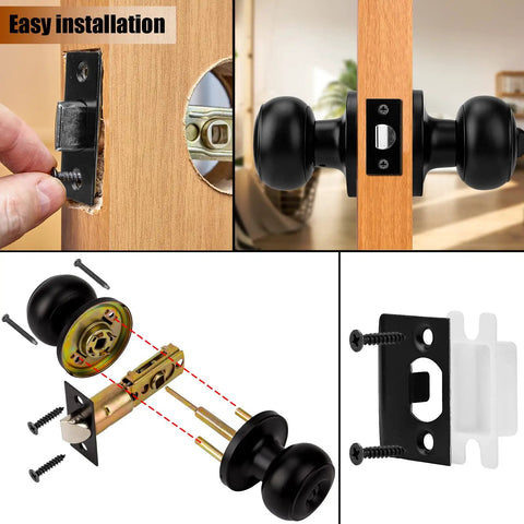 Installation guide for 10 Pack Matte Black Privacy Door Knobs With Keyless Interior Lockset Includes Hardware And Instructions