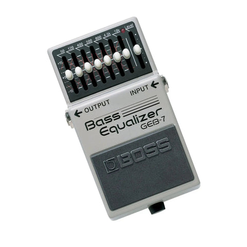 Seven-Band Graphic Bass Equalizer Pedal For Electric Bass And Electric-Acoustic Bass Boost Or Cut Tone Shaping With Wide Range Response And Studio-Grade Dynamics, showing front view with controls