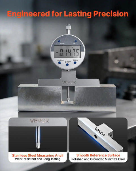 Beast Depth Micrometer Gauge Digital With 0-22 Inch Range 0.0005 Inch Precision for grooves, steps, and holes measurements.