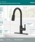 Three-Function Pull-Down Kitchen Faucet With POWERinse Technology Delivers Extra Cleaning Power, High-Arc Gooseneck Design
