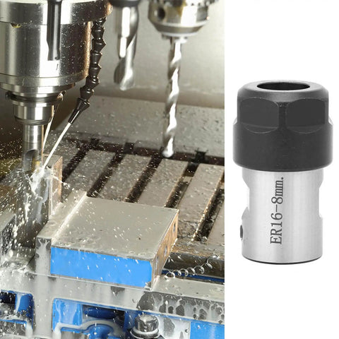 C20-ER16-35L Collet Block Chuck Holder Premium Upgrade For High Speed Milling And Drill Machines Spindle Motor Shaft Clamping Tools Set Including 8mm Collet during operation with a drill.