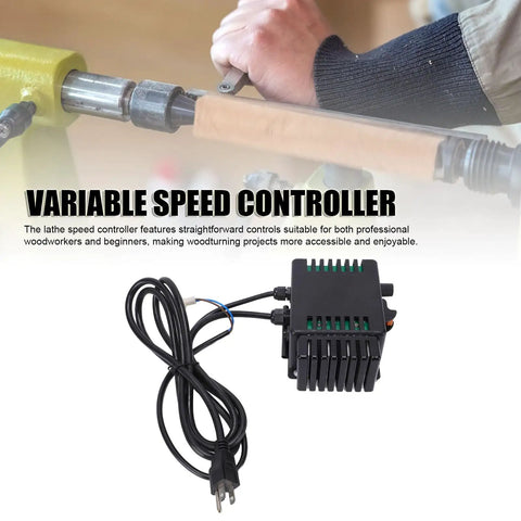 Heavy Duty 750W Variable Speed Controller For 1218VD 12 Inch Wood Lathe showing unit and cord for easy installation and use.