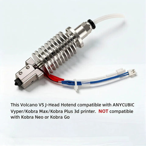 Hotend Upgrade For Vyper And Kobra Series 3D Printers, V5 J Head 24V 40W Replacement With Copper Plated Volcano Heatblock