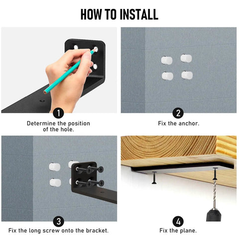How to install Straight Up Heavy Duty Floating Shelf Brackets 4 Inch Long L Shaped Metal Hidden Wall Mount Supports.