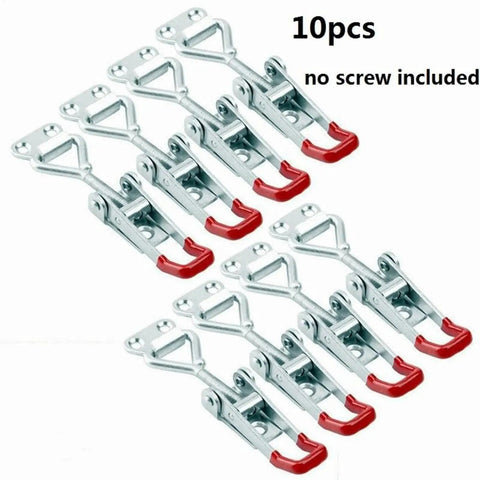 10-pack heavy duty metal latch set with adjustable locking catch kit, rugged toggle buckles for heavy doors and industrial gear.