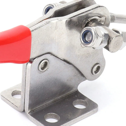 Heavy Duty Steel Toggle Clamp With Plastic Handle Rock And Holds Up To 705 Lbs Secure Your Big Projects Or Heavy Machinery On The Job Site Today, red handle