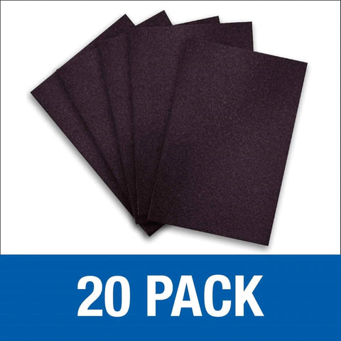 Silicon Carbide 12x18 Floor Sanding Sheets 20 Grit 20 Pack shown in fan layout
