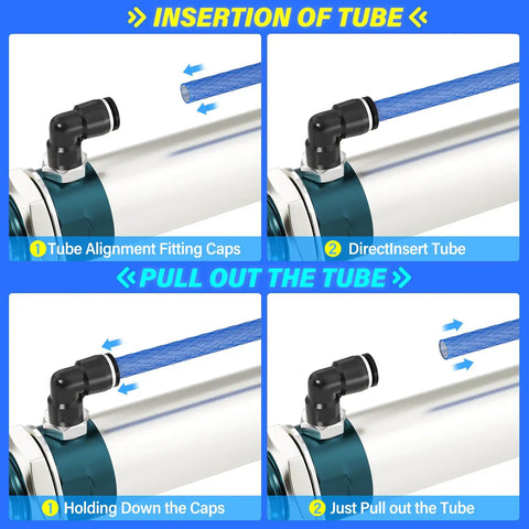 Reinforced Polyurethane Blue Air Hose With 12Mm Outer Diameter, 10 Meter Length, 8Mm Inner Diameter inserted in fitting caps