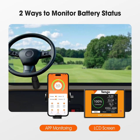 All In One 48V Lithium Golf Cart Battery Upgrade Kit With Built In 200A BMS, LCD display and Bluetooth app monitoring