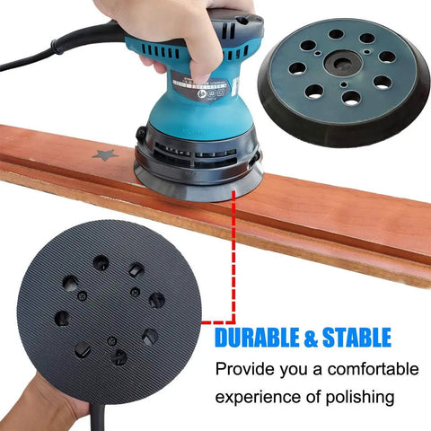 2 Pack 5 Inch Replacement Sander Pad For Random Orbit Palm Sander Models DW421 DW423 D26451 D26453 in use with woodwork