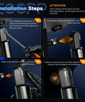 Installation steps for Heavy Duty Front Hood Lift Supports For Ford Explorer And Mercury Mountaineer 1996 To 2001 showing clip removal and alignment.
