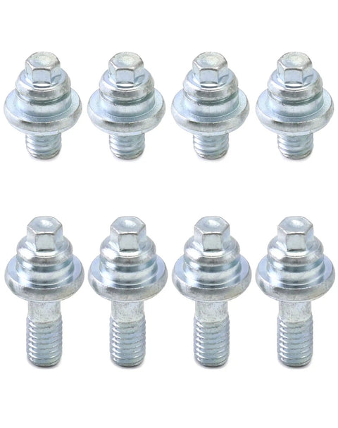 Heavy Duty Side Post Battery Terminal Bolts 3/8 Inch Thread 4 Pairs Short And Long Solid Galvanized Steel Auto Connector Extender, set displayed.