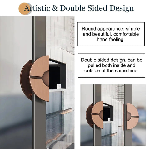 Double Sided Sliding Door Handle Round Solid Metal Push Pull Knob For Home Garage Wine Cellar Closet Red Bronze Finish