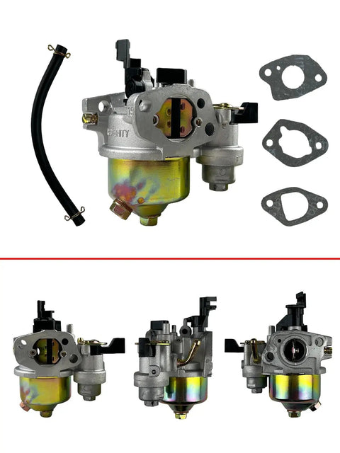 Carburetor Replacement For Honda GX160 GX200 5.5HP 6.5HP with gaskets and tubing including various views for mini bikes and go-karts.