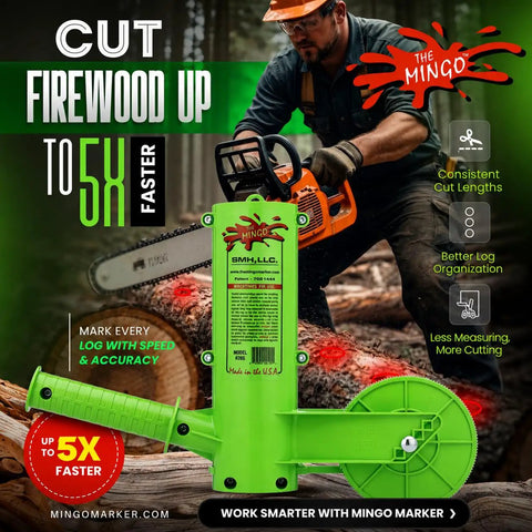 Dead On Firewood Measuring Tool And Log Line Marking Accessory With 16 Inch Rolling Wheel for precision log marking.