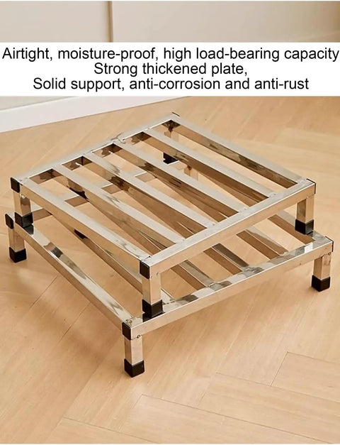 Built Tough Stainless Steel Dunnage Rack Heavy Duty Storage Shelf 30X20cm 15cm High Holds Up To 450kg, strong thickened plate.