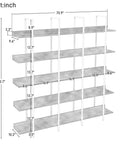 Five Tier Open Bookcase With Industrial Steel Frame And MDF Shelves Anti Tip Kit Adjustable Feet Wide Display Storage dimensions