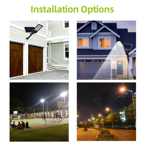 Super Bright 300W Solar Street Flood Light For Outdoor Use, Dusk To Dawn Solar Light With Remote installed outside buildings and streets