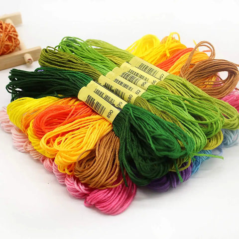 Totally Sick Rainbow Embroidery Floss Assortment Featuring Fifty Smooth Cotton Threads in vibrant colors for crafting.
