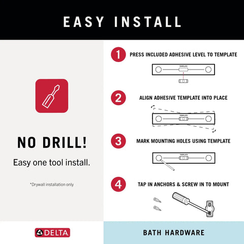 Easy install instruction for Polished Chrome 24 Inch Towel Bar For Bathroom Wall Mount Durable Zinc Construction No Fuss Rust Resistant Easy Install