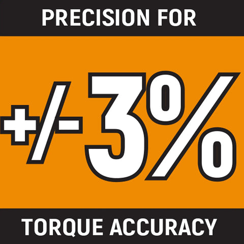 Precision for ±3% torque accuracy text for Half Inch Drive Micrometer Torque Wrench With 20 To 150 Foot-Pounds Range, Quick Set Collar