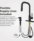 Zanna Kitchen Faucet With Pull Down Sprayer And Soap Dispenser Single Handle High Arc Spot Defense Stainless Steel Finish