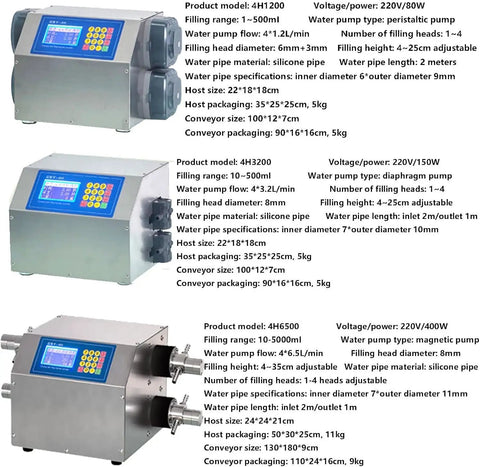 Solid Desktop Automatic Liquid Filler Machine With Belt Conveyor, Digital Control 4 Nozzle Design For Bottles From 10 To 5000 Ml displayed with specifications.