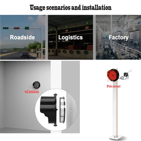 Heavy Duty Industrial Traffic Light With Wireless Remote Control Dual Red Green Signal For Loading Docks And Warehouses mounted on wall and pole installation