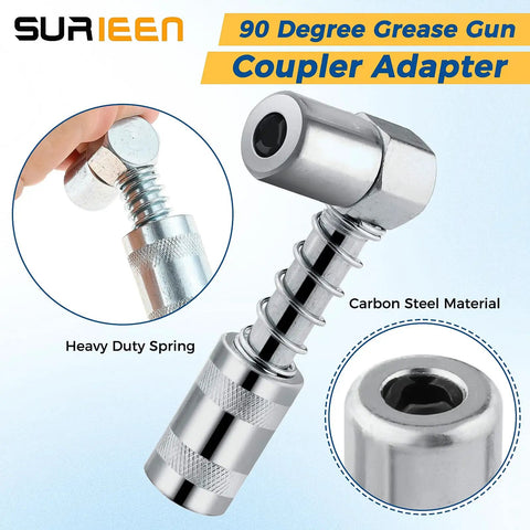 Grease Gun Tips And Couplers Kit With 90 Degree Adapter And 6 Prong Dual Handle Connector, Needle Tip Dispenser, Leak Proof Design