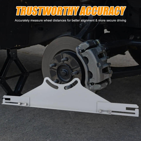 Heavy Duty Toe Alignment Plates Built Tough As Nails For Precise Car Truck And Suv Setup With Two Durable Measuring Tapes on vehicle wheel.