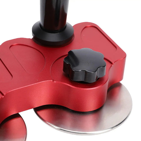 Close-up of adjustable knob on sheet metal bender with dual station for 24 gauge metal, removable pro grade with high stability