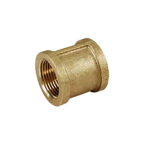 lead free brass plumbing coupling, durable brass straight fitting for leak-free connections, ANSI NSF 61, 3/4-In image