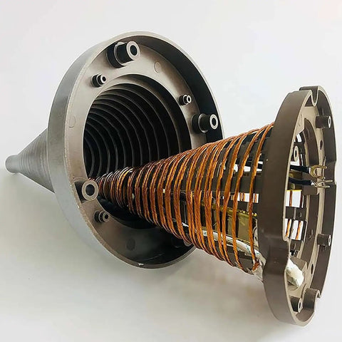 No Sweat 2KW Induction Bearing Heater With Cone Style Design showing the internal coil for efficient heating.