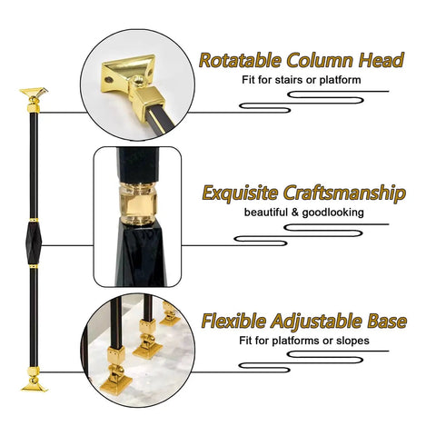 Rotatable column head and adjustable base of Straight Up Solid Aluminum Stair Spindles Deck Balusters Fully Adjustable Railing Kit.