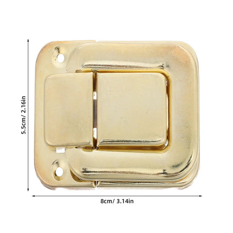 Retro Hasp Latches With Toggle Catch Lock For Antique Wood Boxes Sturdy Metal Closure dimensions 8cm x 5.5cm golden finish