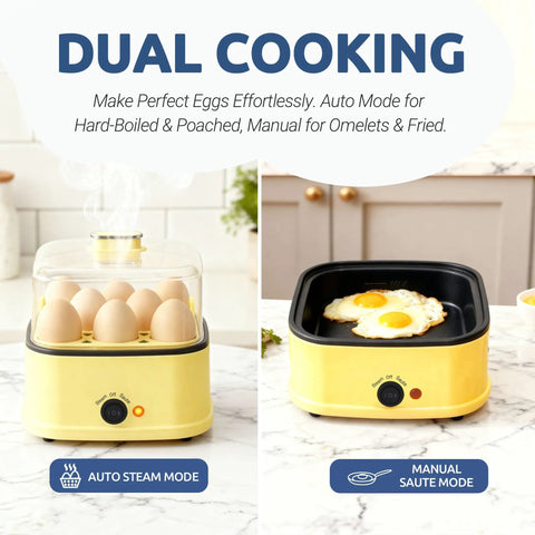 8 In 1 Electric Egg Cooker Rapid Egg Boiler For Hard Soft Poached Eggs Egg Bite Maker Auto Shut Off 8 Egg Capacity Quick Breakfast Maker For Meal Prep Busy Mornings In Apartment Or Office Dishwasher Safe with dual cooking modes on kitchen counter.