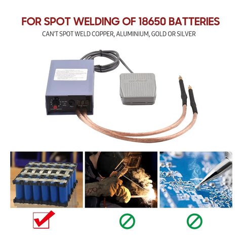 Beast 5000W Portable Spot Welder for 18650 Battery Packs with foot pedal and cables, suitable for nickel strip welding