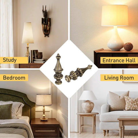 2 Pieces Bronze Lamp Finials 3.4 Inch Tall With Cleaning Cloth For Table And Floor Lamps Retro Vibe Shade Holder Cap Knob Nuts