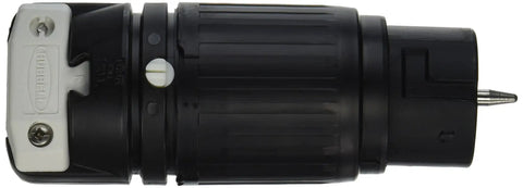 Twist Locking Connector Female Body 50A 250V 2 Pole 3 Wire Grounding Non NEMA Nylon Cord Mounted Industrial Grade Black And White CS8264C