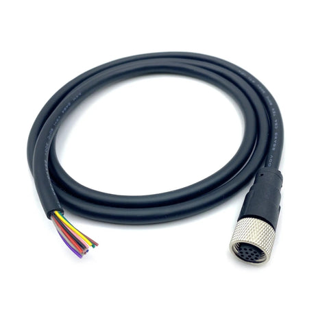 M12 12 Pin Female Connector Cable A Code Straight Aviation Plug Electrical PVC Industrial Molded Unshielded 5 Meter AWG 26