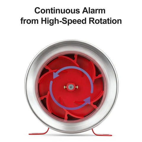 Heavy Duty 24V DC Motor Siren Featuring Rock Solid Metal Housing For Industrial Security And Emergency Warning Systems delivering sound from high-speed rotation.